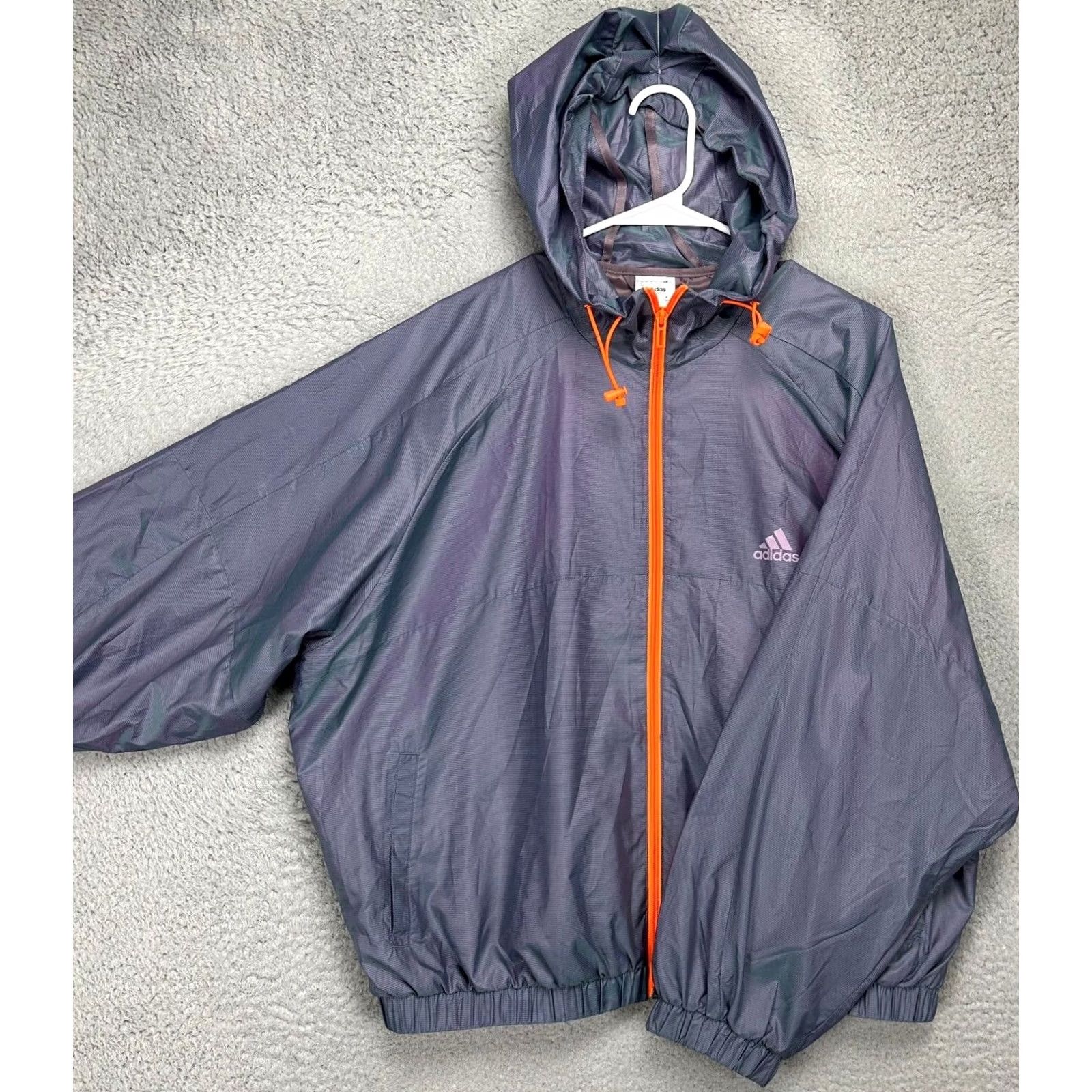 Adidas Adidas Windbreaker Jacket Womens Large Grey Nylon Full Zip Hooded Lightweight Windbreaker Jacket Women L Gray Nike-style? Size L / US 10 / IT 46 - 3 Thumbnail