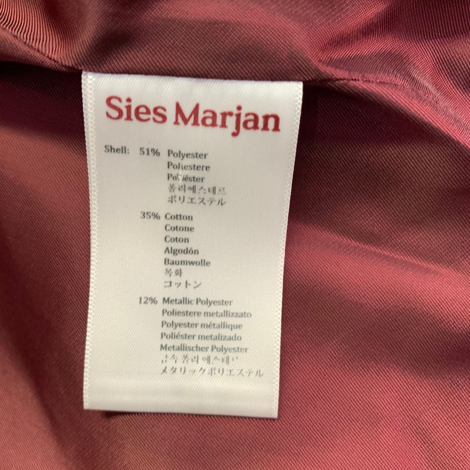 Sies Marjan Pink Polyester Blend Metallic Notch Lapel Jacket Blazer Size S / US 4 / IT 40 - 11 Thumbnail