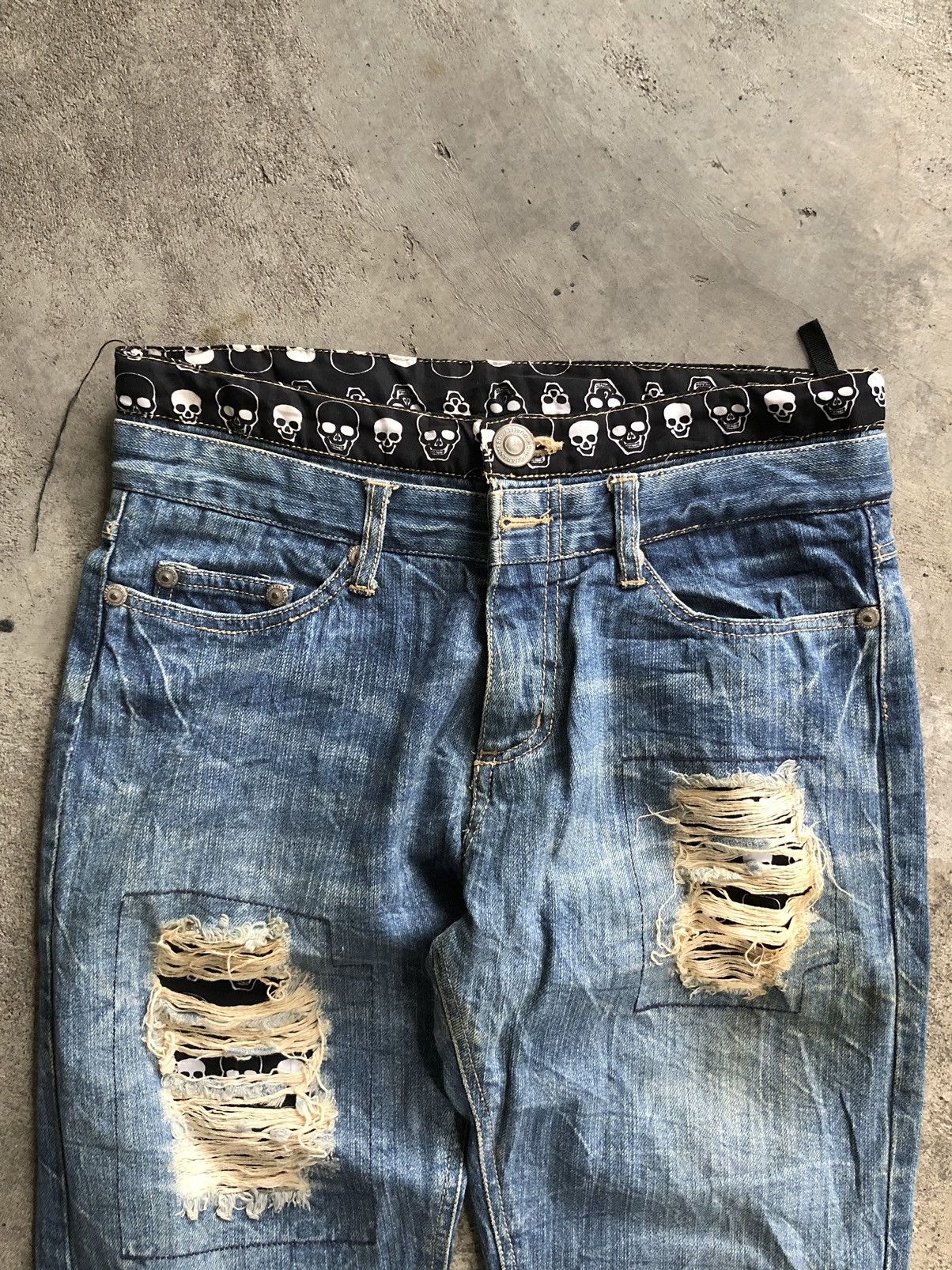 If Six Was Nine JAPANESE BRAND DISTRESSED SKULL DOUBLE WAIST KAPITAL STYLE Size US 30 / EU 46 - 3 Thumbnail