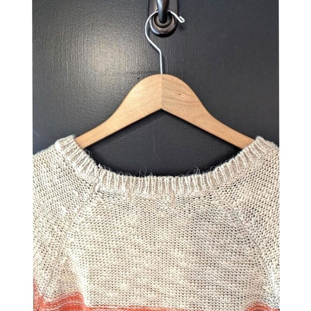 Olive Olive & Oak Striped Sweater Beige Coral 3/4 Sleeve Womens M Pullover Knit Casual Crewneck Size M / US 6-8 / IT 42-44 - 6 Thumbnail