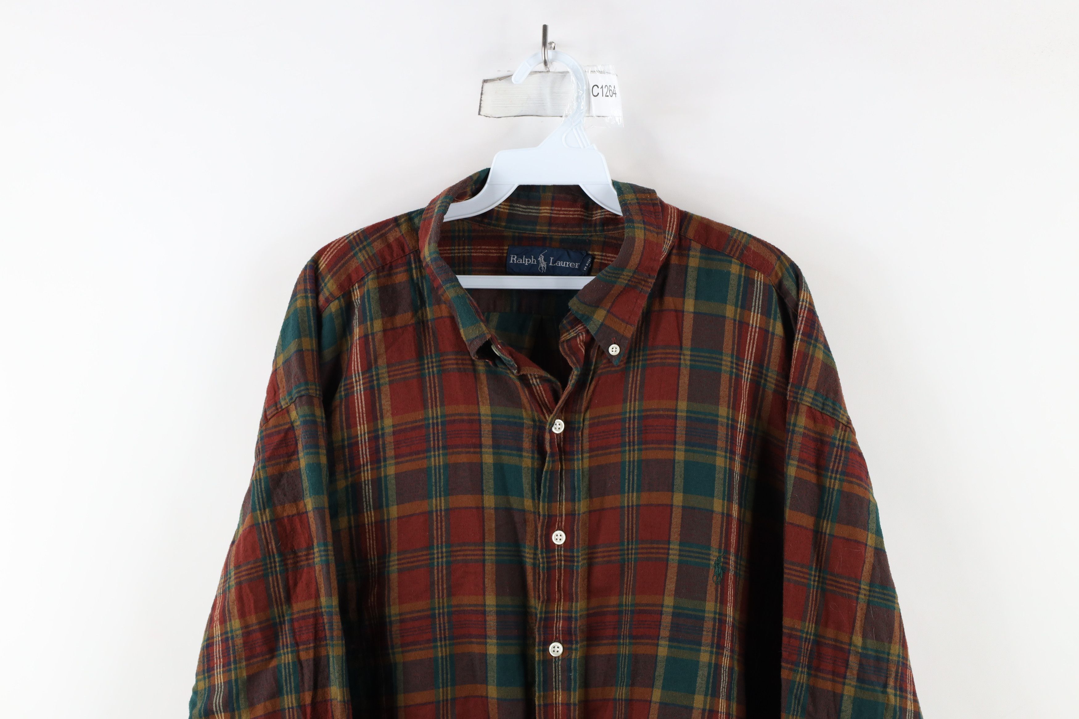 Ralph Lauren × Vintage Vintage 90s Ralph Lauren Flannel Collared Button Down Shirt Size US XXL / EU 58 / 5 - 2 Thumbnail