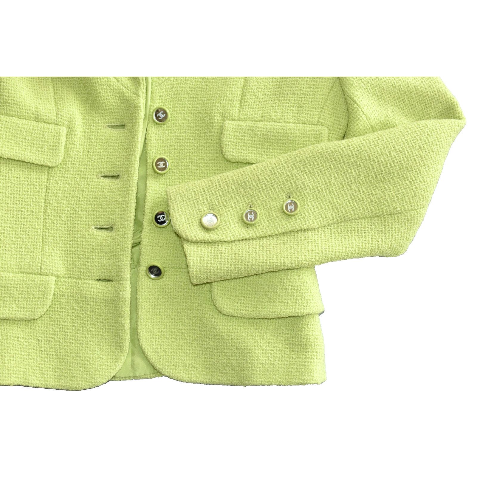 Chanel CHANEL BOUTIQUE 95C Green Tweed Mirror Buttons Jacket Sz 38 Size XS / US 0-2 / IT 36-38 - 7 Thumbnail