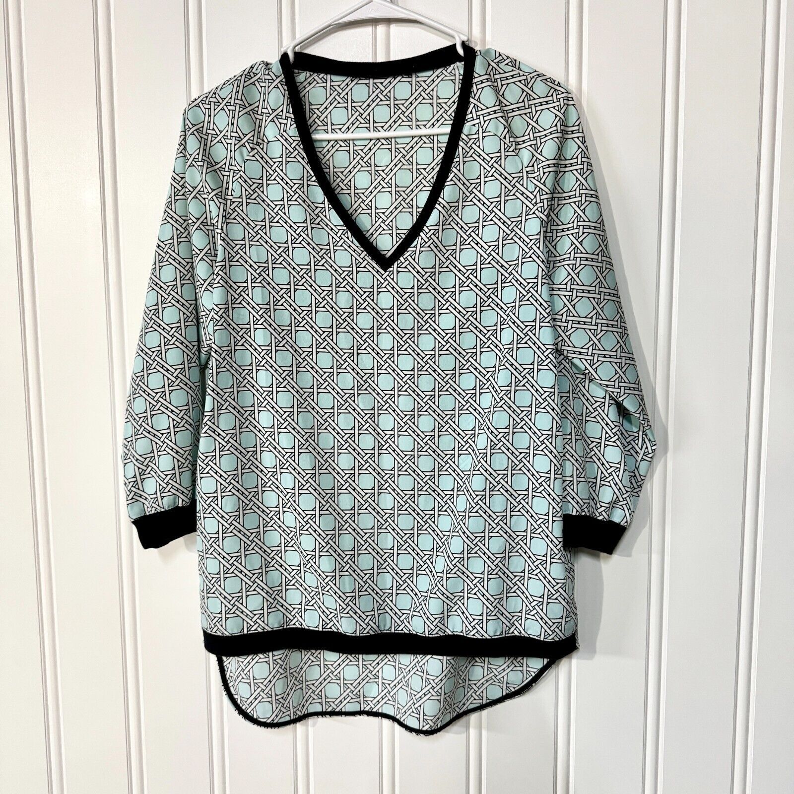 Tibi Tibi Geometric High Low Polyester Black Hemmed Blouse XS Size XS / US 0-2 / IT 36-38 - 1 Thumbnail