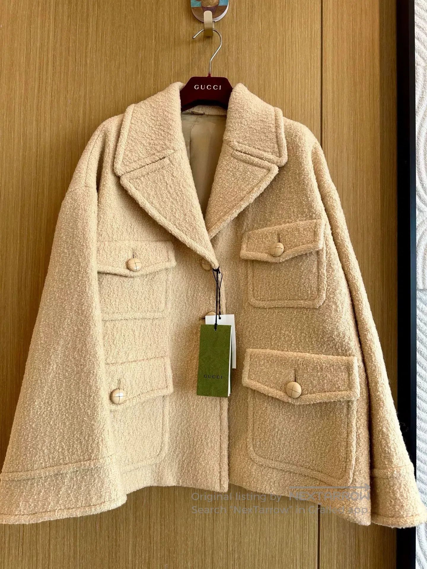 Gucci Gucci Beige Soft Tweed Oversized Lapel Coat. Size S / US 4 / IT 40 - 2 Thumbnail