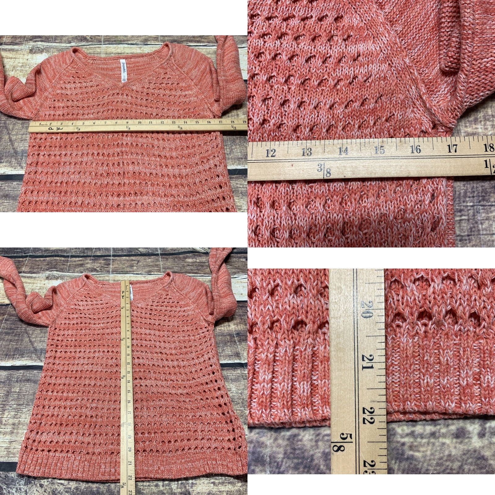 Aeropostale Aeropostale Pullover Sweater Women M Peachy Pink White Open Holes Front Design Size M / US 6-8 / IT 42-44 - 8 Thumbnail