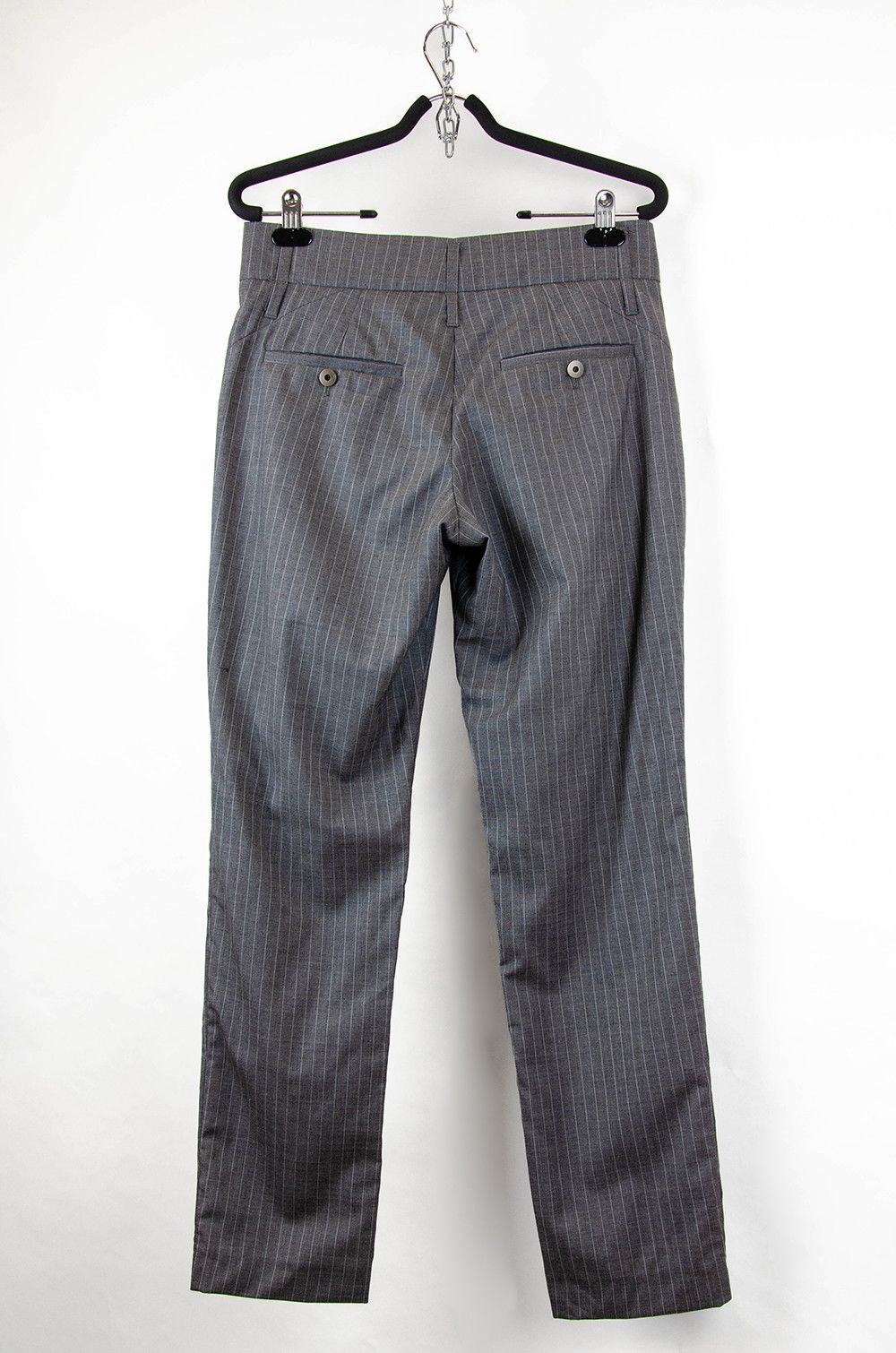 Brunello Cucinelli Gunex Grey Pinstripe Virgin Wool Pleated Trousers IT 40 Size 27" / US 4 / IT 40 - 2 Thumbnail