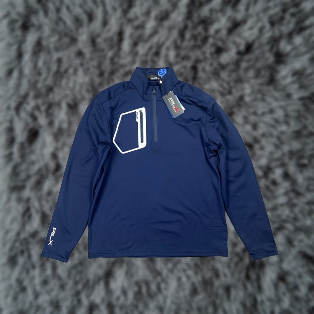 RLX Ralph Lauren RLX Ralph Lauren Luxury Performance Quarter Zip Golf Fleece Lined Pullover - Med Mens Sweatshirt Blue (NWT) Size US M / EU 48-50 / 2 - 1 Thumbnail