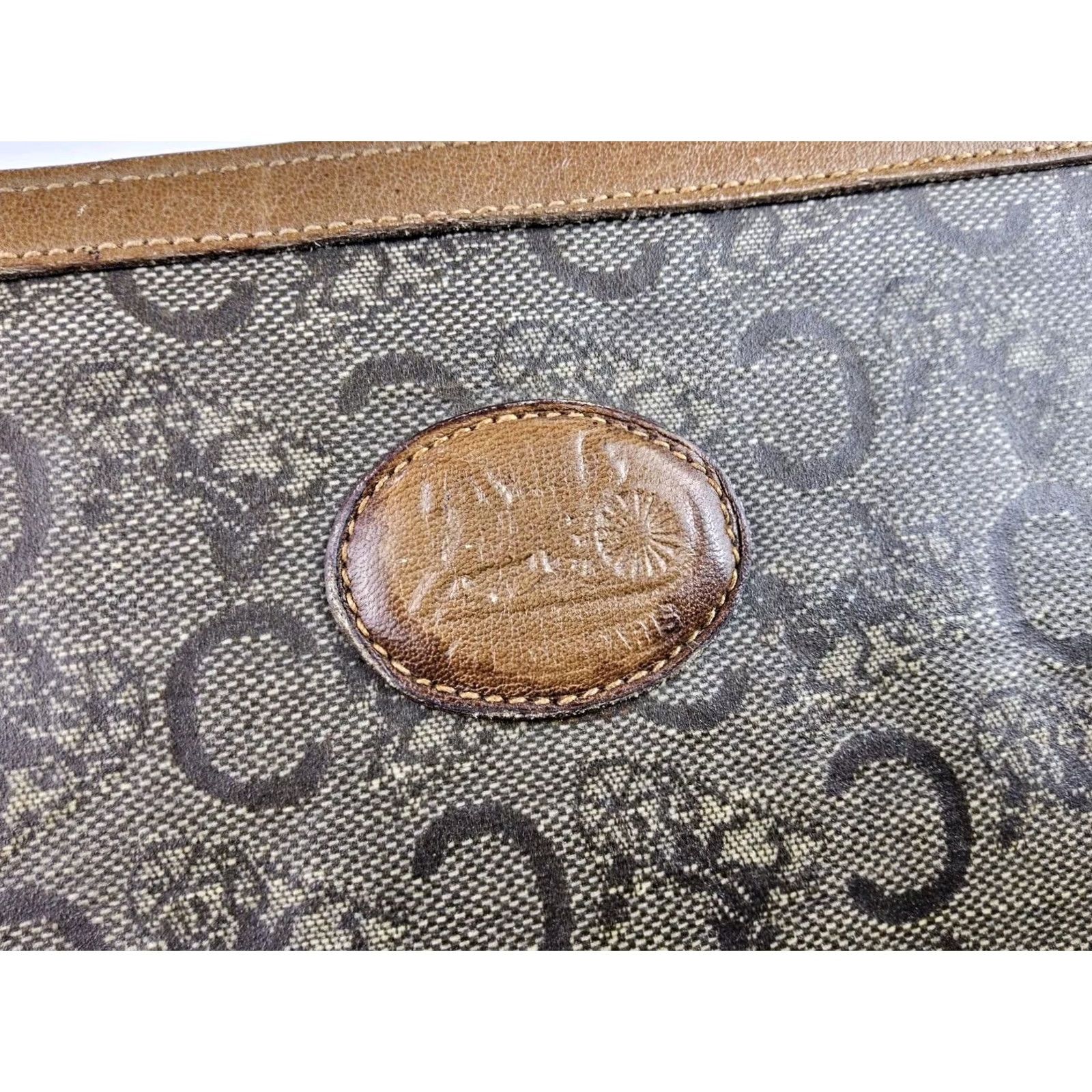 Celine VINTAGE CELINE Diffusion Signature Pouch Clutch Purse Bag Womens Brown Paris PVC Size ONE SIZE - 3 Thumbnail