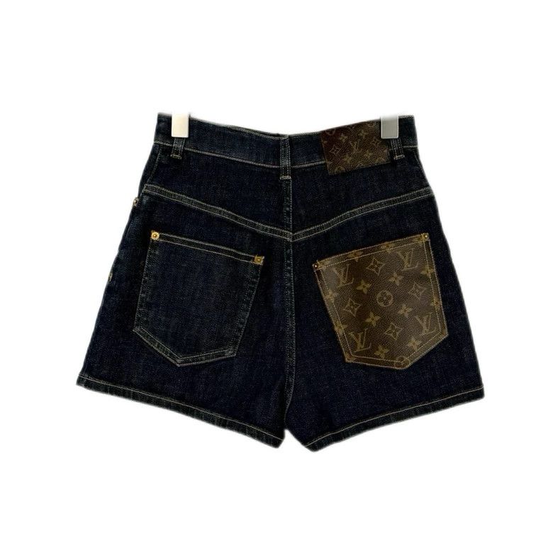 Louis Vuitton Louis Vuitton Washed blue leather patchwork denim shorts 25 Size 33" - 2 Thumbnail