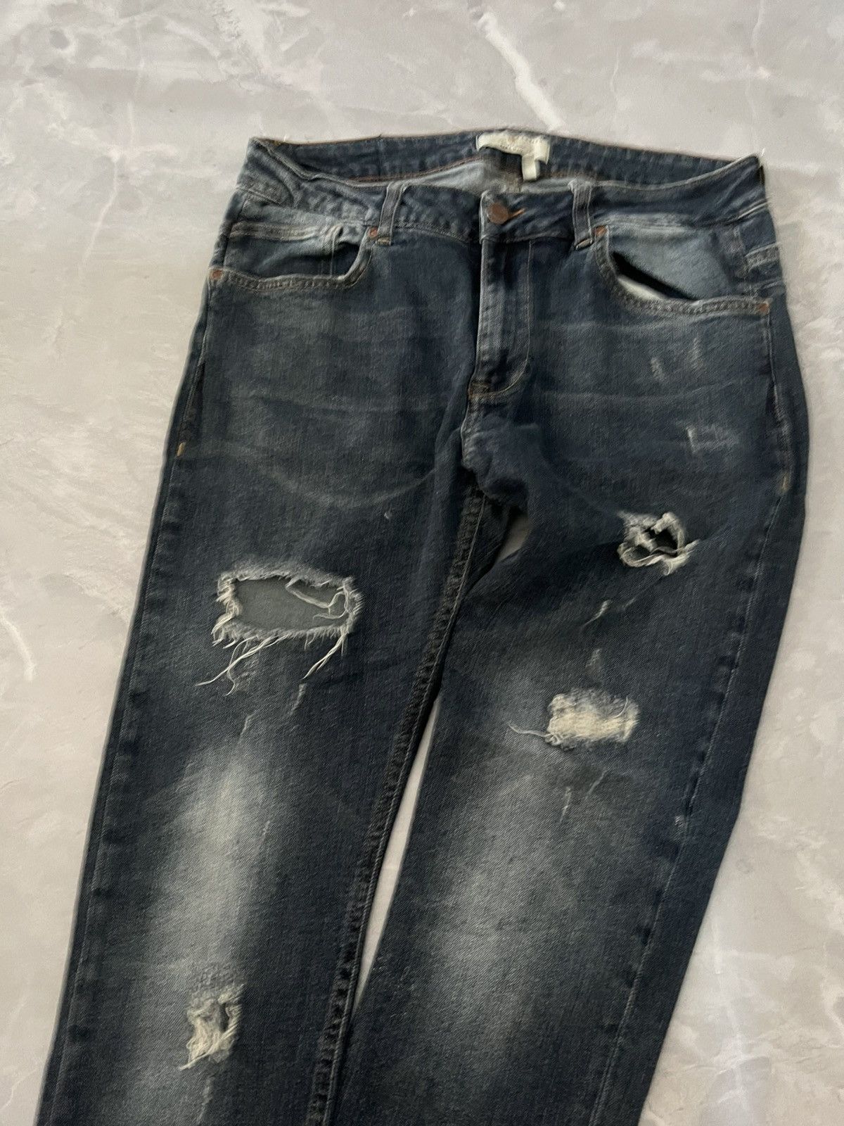 Japanese Brand Faded Slim Fit Black Jeans/ Everyday Minimal Look Glamour Size US 33 - 3 Thumbnail