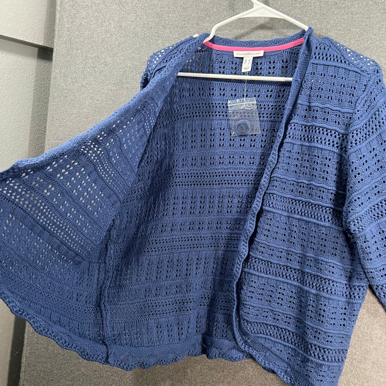 Isaac Mizrahi Isaac Mizrahi LIVE! Pointelle 3/4 Sleeve Crochet Sweate Size L / US 10 / IT 46 - 5 Thumbnail