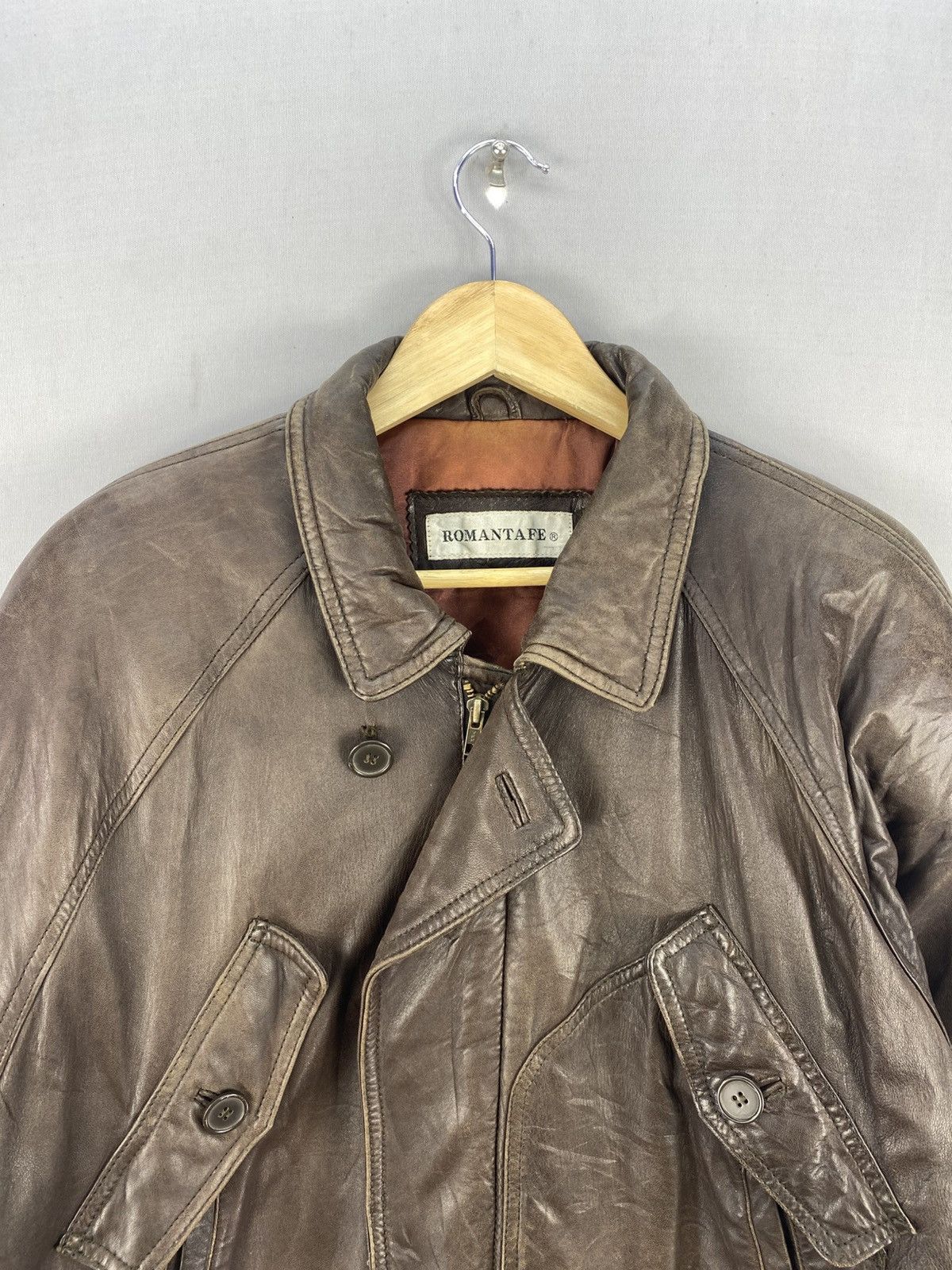 Leather Vintage 90’s Sheepskin Leather Bomber Jacket by Romantafe Size US M / EU 48-50 / 2 - 7 Thumbnail