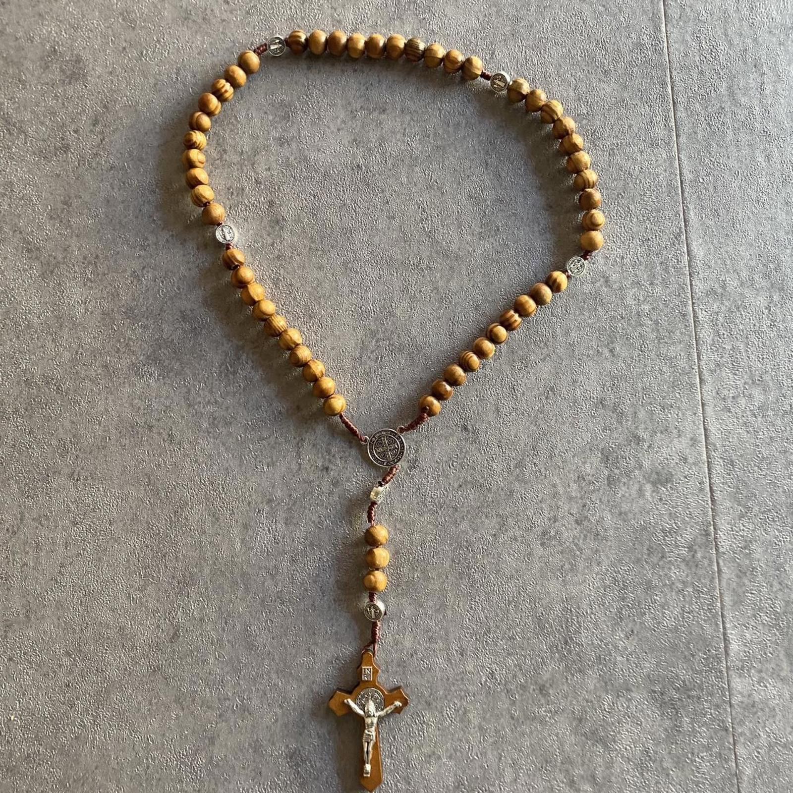 Other Y2k grunge boho skate wooden rosary cross necklace Size ONE SIZE - 2 Thumbnail