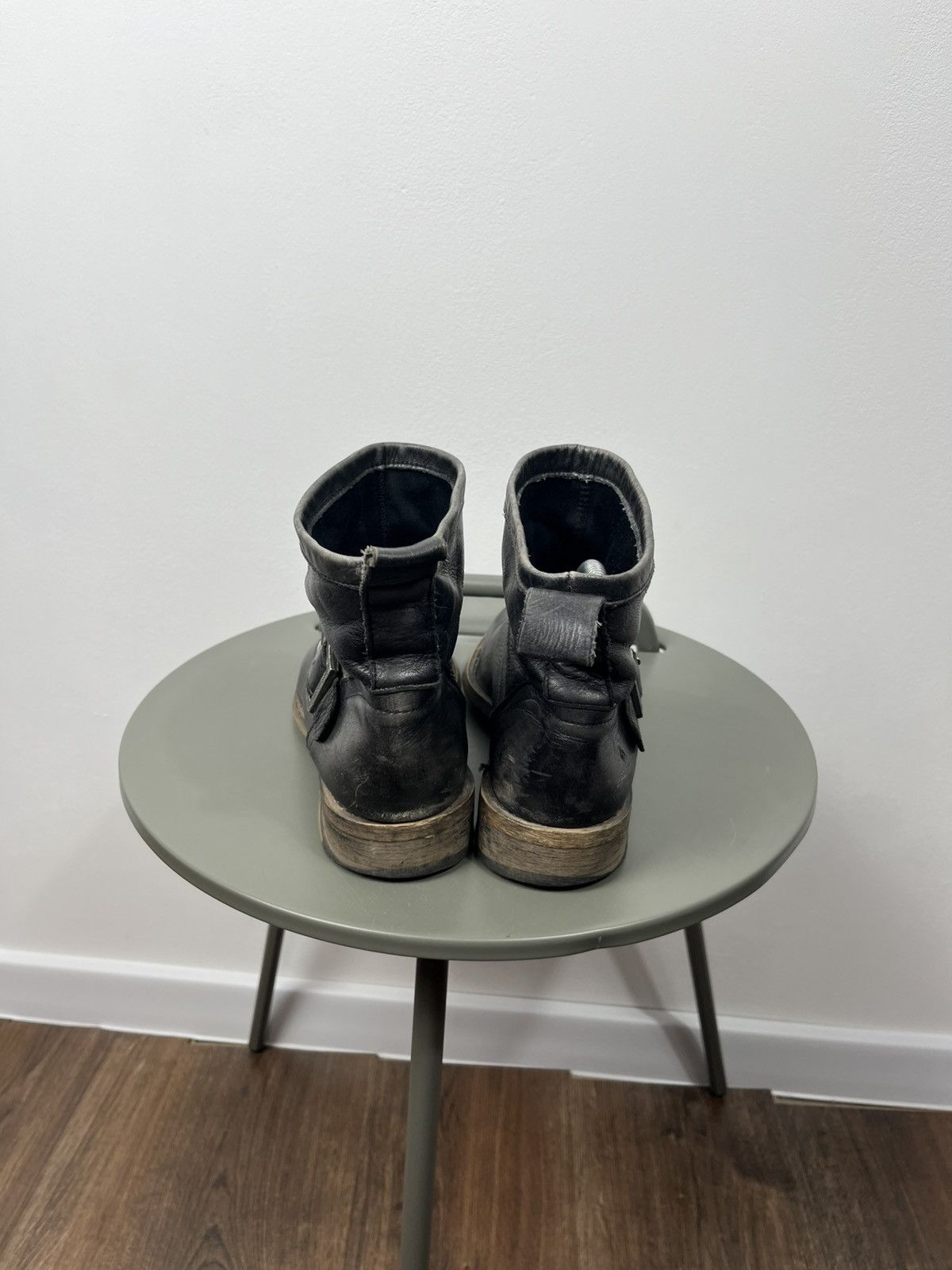 Other Black Distressed Leather Buckle Ankle Boots Size 39 Size US 8.5 / IT 38.5 - 5 Thumbnail