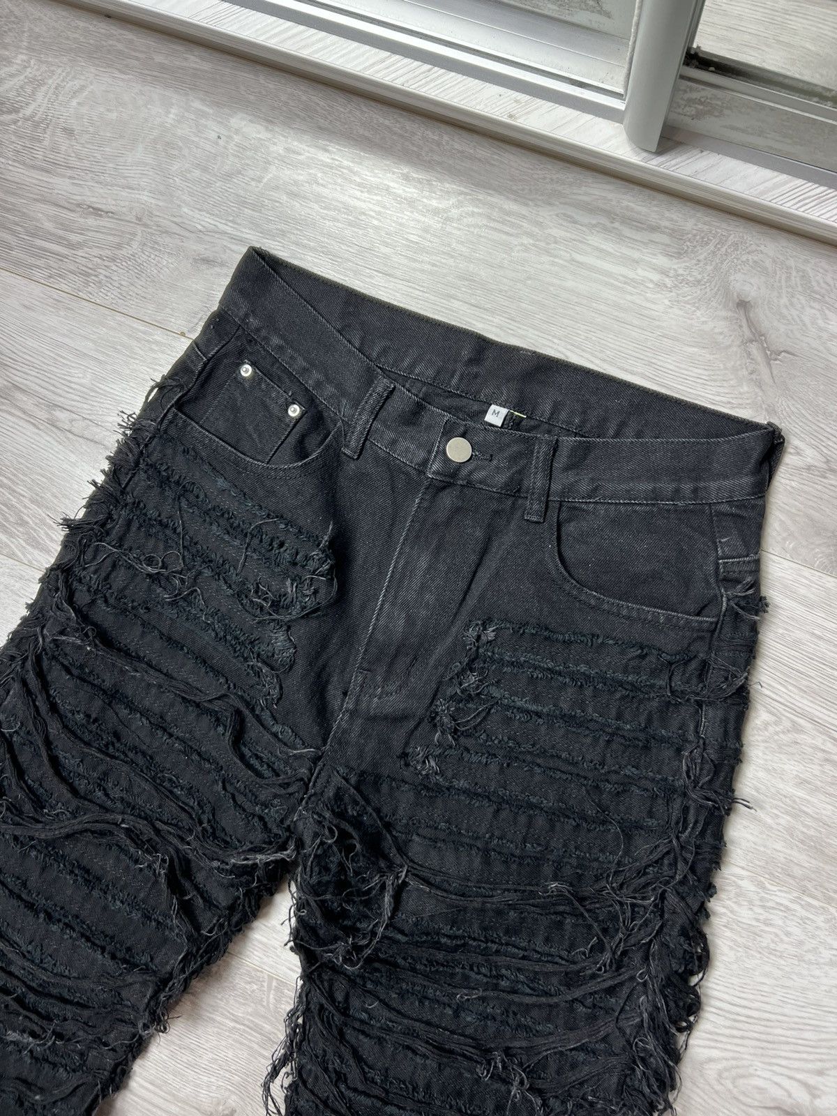 Japanese Brand Supermade Destroyed AMIRI Style Distressed Zipper Jeans Size US 30 / EU 46 - 2 Thumbnail