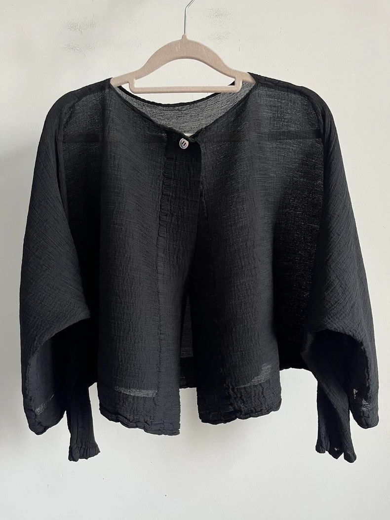 Issey Miyake issey miyake size:one size Black chiffon coat 2505-Nextarr Size XXS / US 00 / IT 34 - 1 Thumbnail