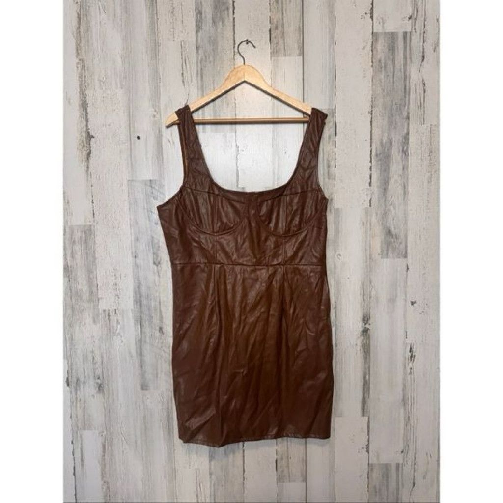 Other PrettyLittleThing Brown Faux Leather Corse Dress US 18 UK 22 Size XXL / US 16-18 / IT 52-54 - 1 Thumbnail