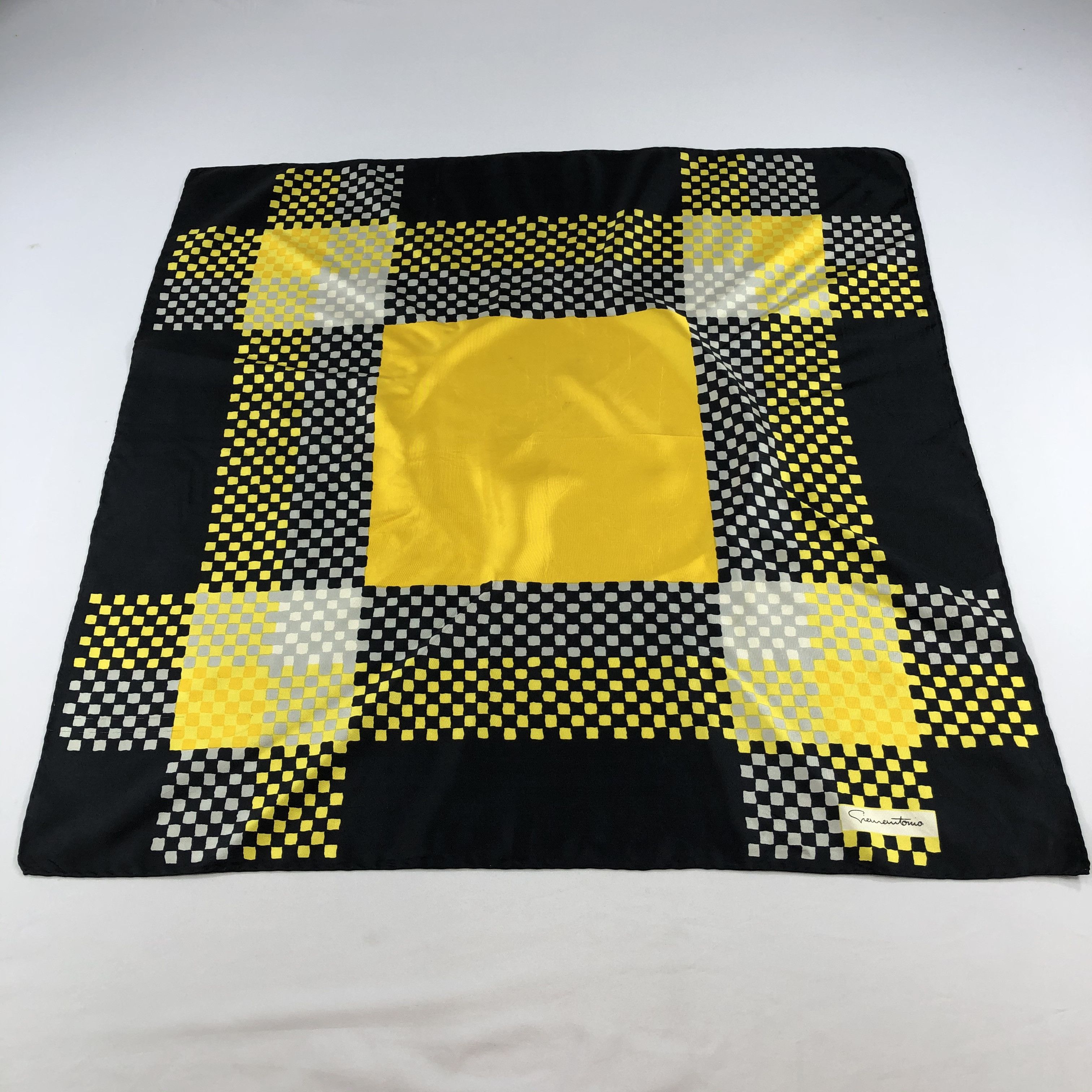 Vintage Vintage Giementonio Checkered Silk Scarf M332 Size ONE SIZE - 2 Thumbnail