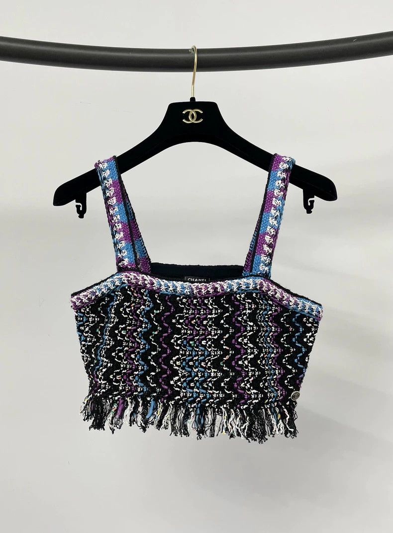 Chanel Colorful tweed tassel suspenders