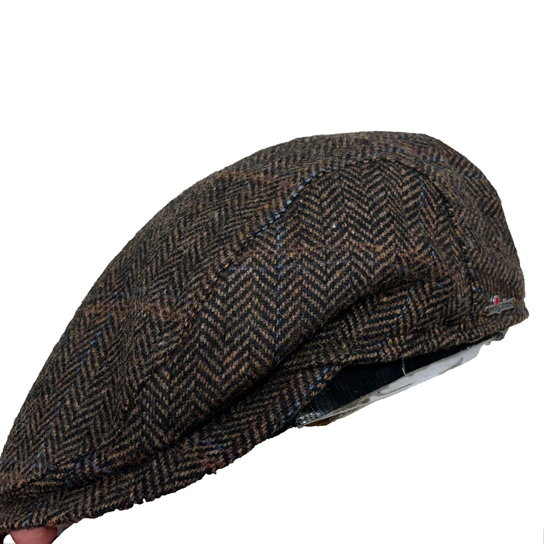 Vintage Wigens Newsboy Hat Cap Mens size 58 Brown Wool Tweed Herringbone Flat Ivy Lined Ear Flap Newsboy Style Outdoor Mens Size ONE SIZE - 2 Thumbnail