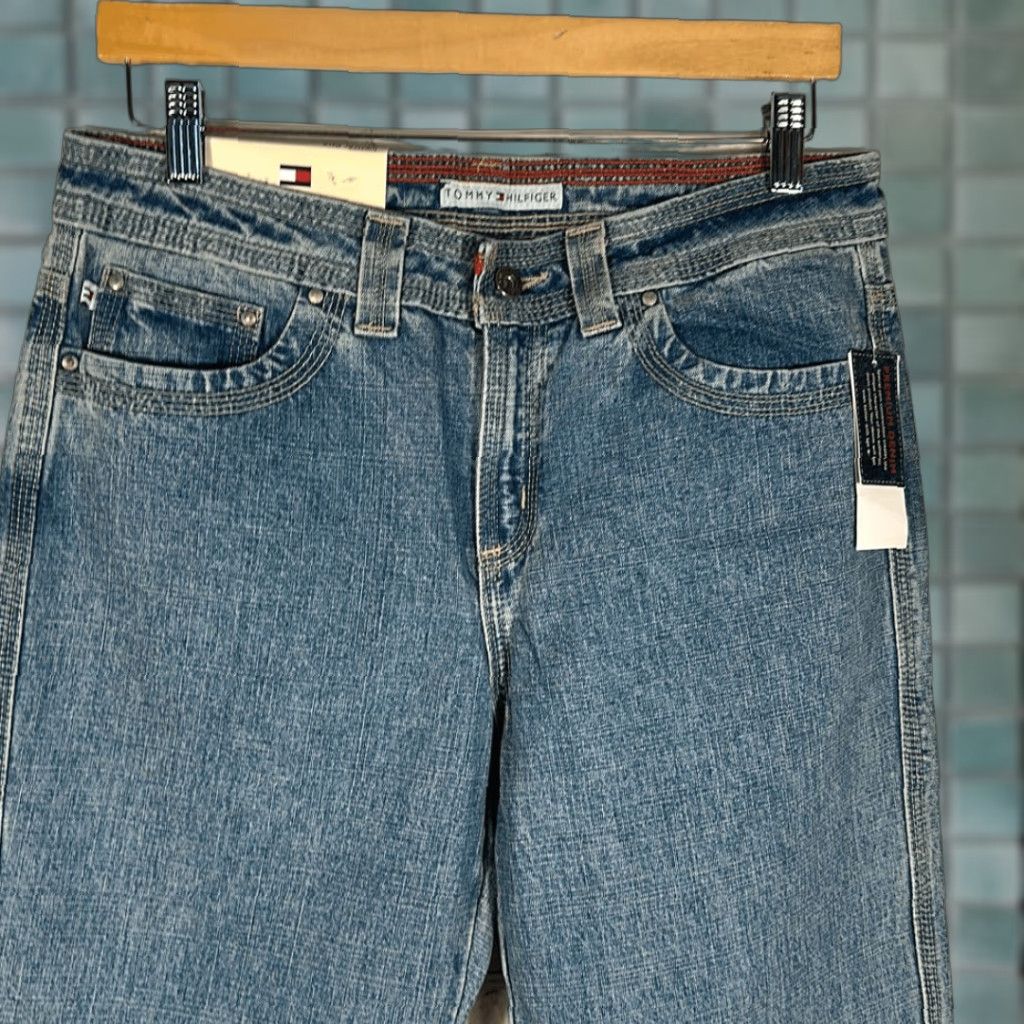 Tommy Hilfiger VINTAGE Tommy Hilfiger Hipster Jeans Flare Wide-Leg 2002 Women 10 Blue Tags NEW Size 32" / US 10 / IT 46 - 1 Thumbnail