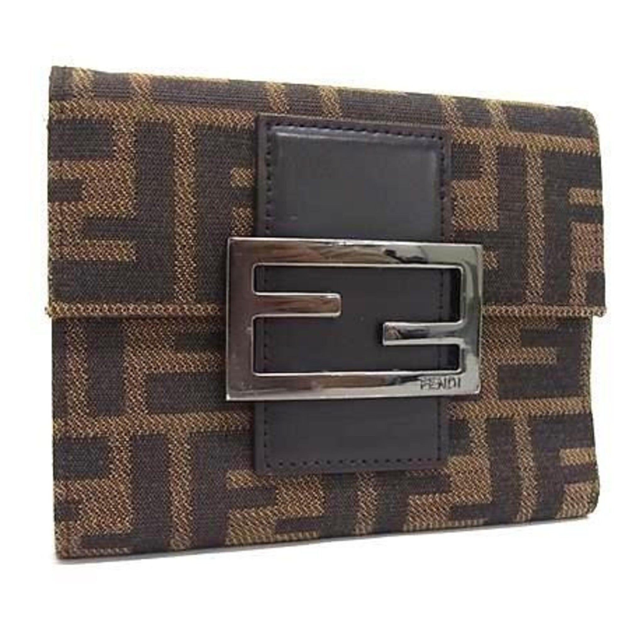Fendi FENDI Tri-fold Wallet Zucca 8M0023 Brown Canvas Leather Unisex Size ONE SIZE - 1 Thumbnail