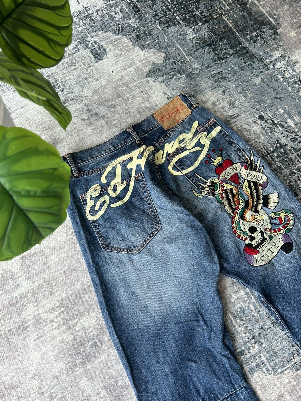 Ed Hardy Embroidery New York Skulls Ed Hardy Denim Size US 33 - 2 Thumbnail