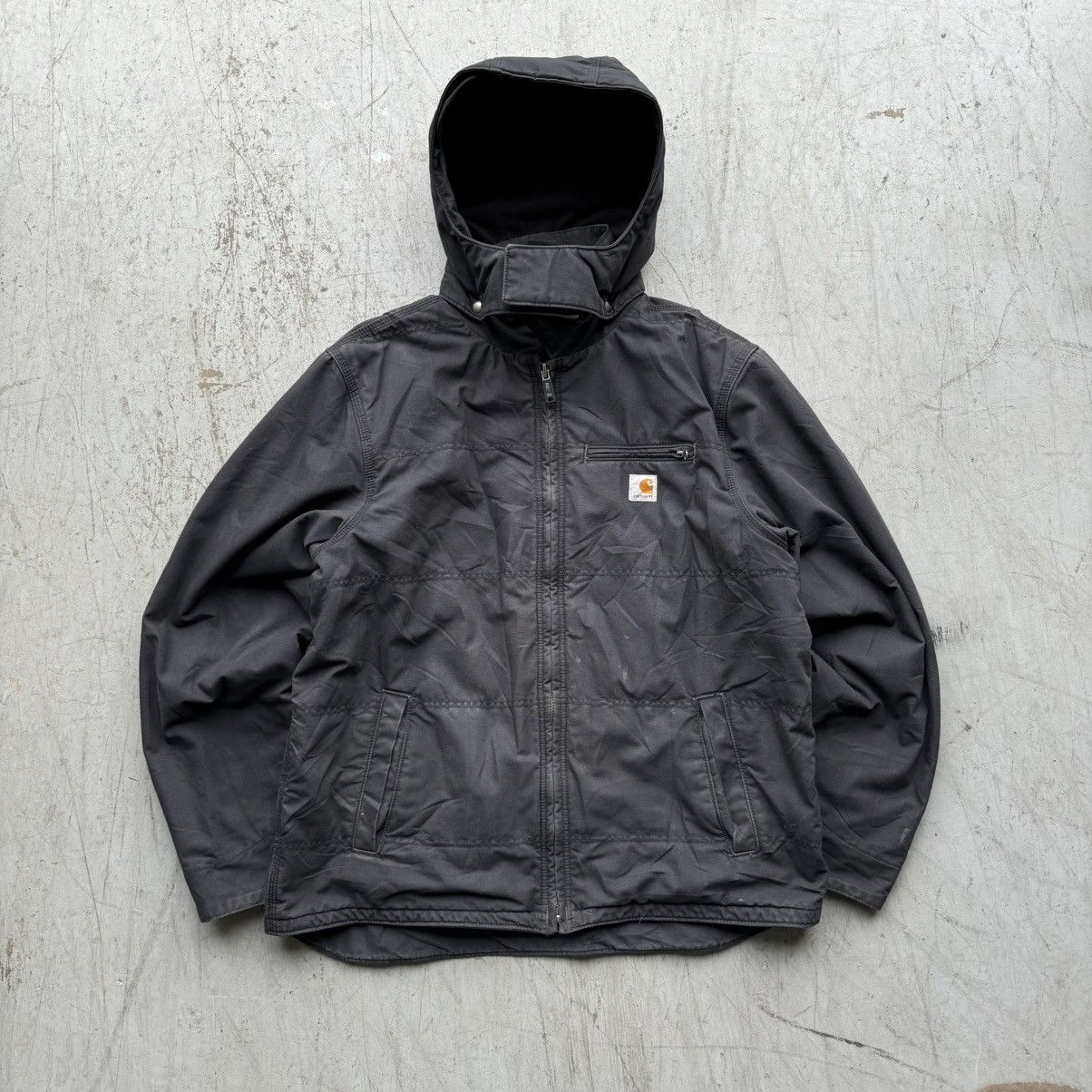 Carhartt × Vintage Vintage Carhartt Black Faded Distressed Jacket Hooded Size US XL / EU 56 / 4 - 1 Thumbnail