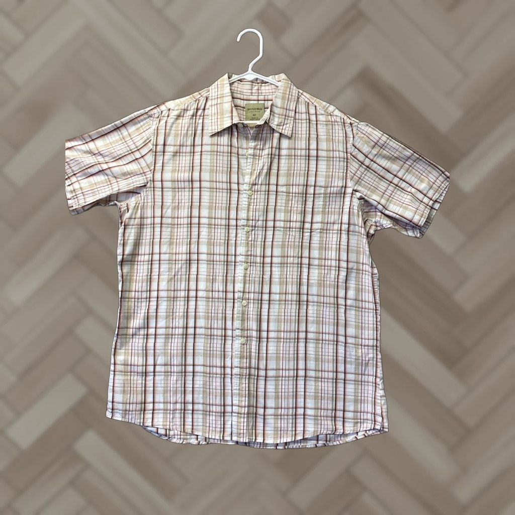 Alife Sonoma Life & Style Mens XLT Plaid Short Sleeve Shirt Brown/ 96-23 Size US XL / EU 56 / 4 - 1 Thumbnail