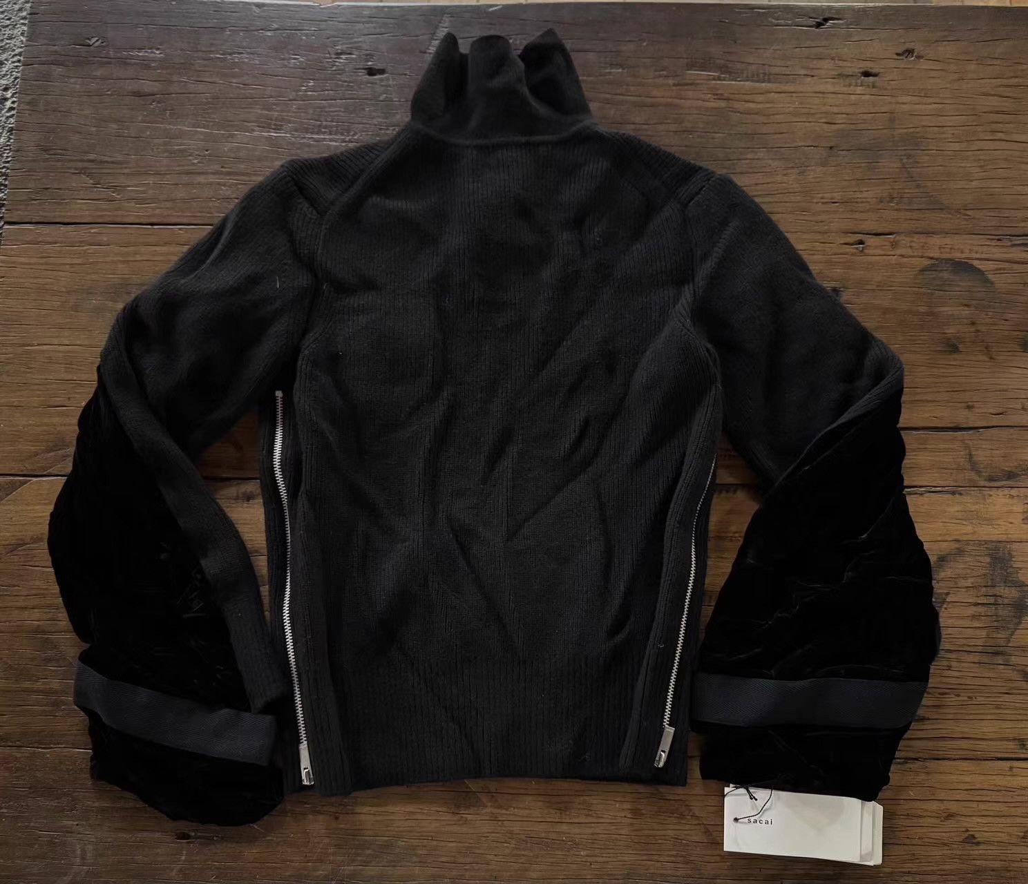 Sacai SACAI 16FW Velvet Panel Sleeve Polo Wool Sweater。Ｑ25 Size S / US 4 / IT 40 - 2 Thumbnail