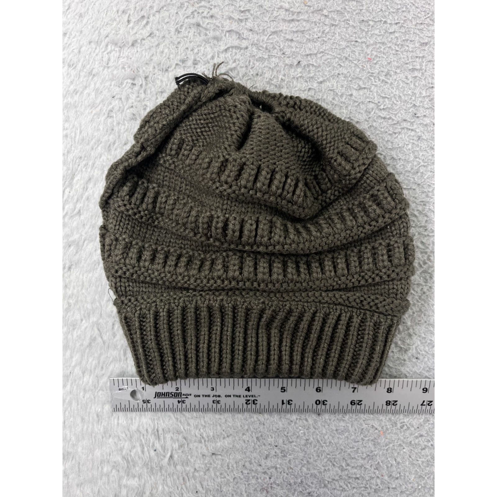 Vintage Womens Slouch Beanie Toque One Size Gray Knit 100% Acrylic Winter Snow Ski Hat Beanie Size ONE SIZE - 4 Thumbnail