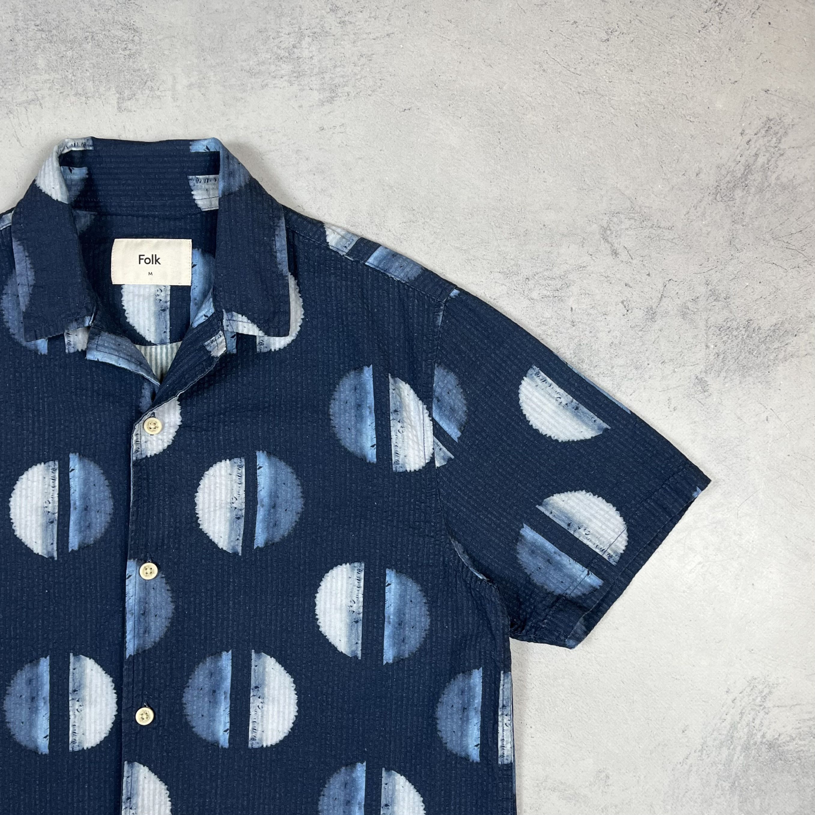 Folk Folk Geometric Pattern Button Up Short Sleeve Shirt Size US M / EU 48-50 / 2 - 3 Thumbnail