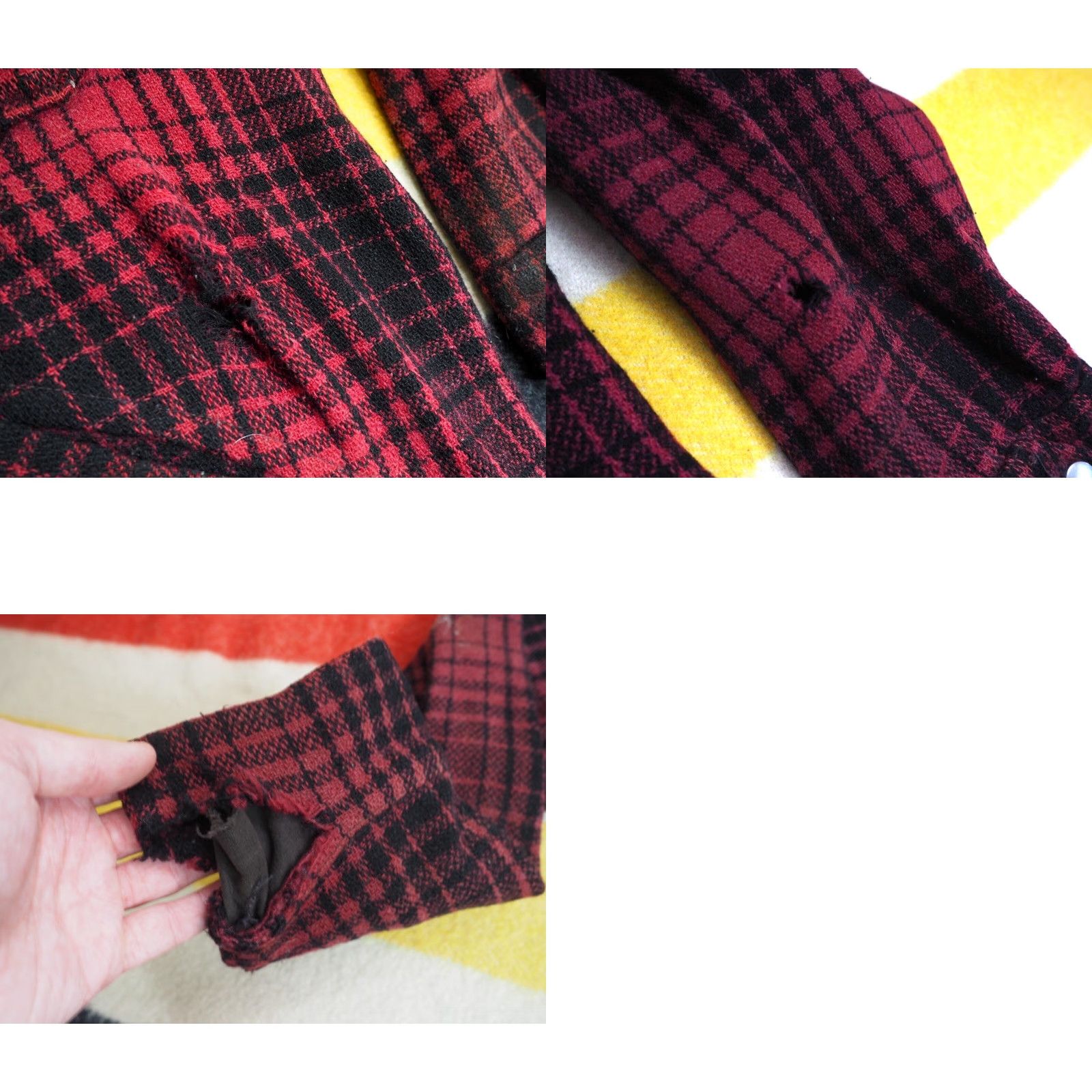 Vintage VTG Black Bear Field Jacket Red Wool Shadow Plaid 1950s Mens L Size US L / EU 52-54 / 3 - 8 Thumbnail