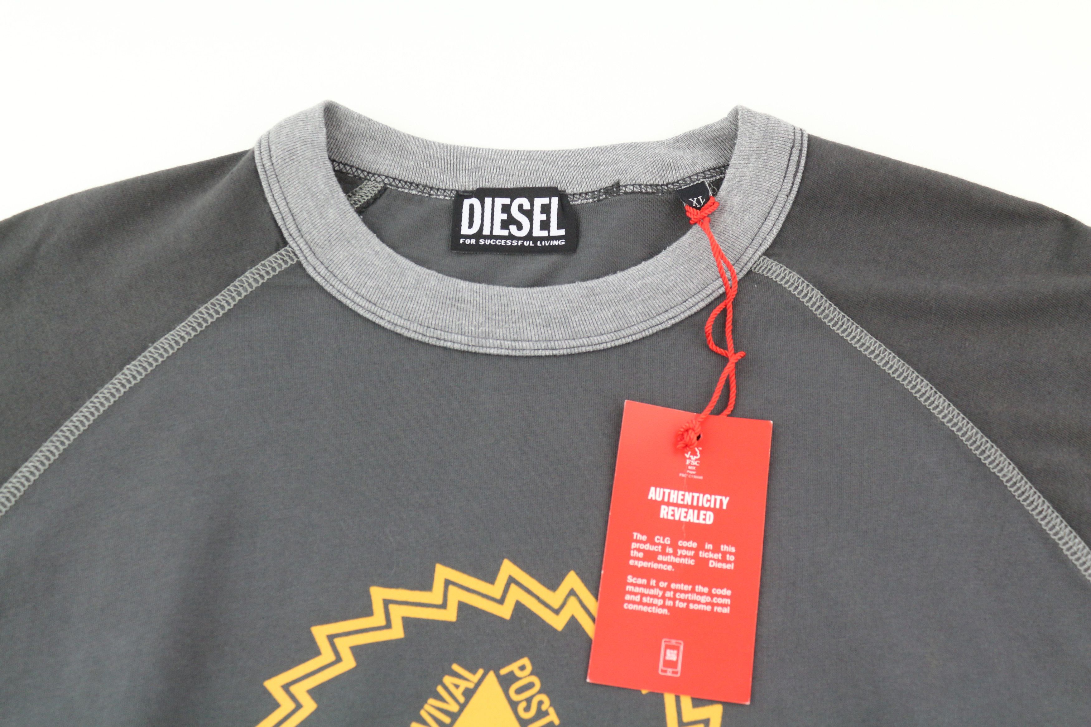 Diesel T-JUSLAN-LS XL Grey d Crew Neck Tricot T-Shirt 85144 Size US XL / EU 56 / 4 - 8 Thumbnail