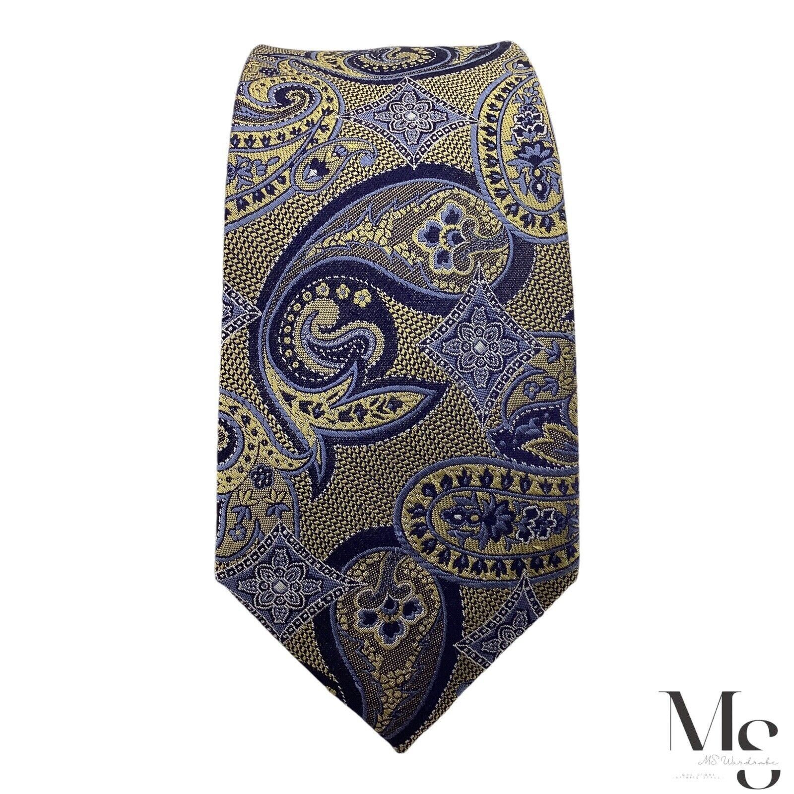 Jos. A. Bank JOS. A. BANK RESERVE XL Blue & Gold Paisley Silk Tie W: 3.25 Size ONE SIZE - 3 Thumbnail