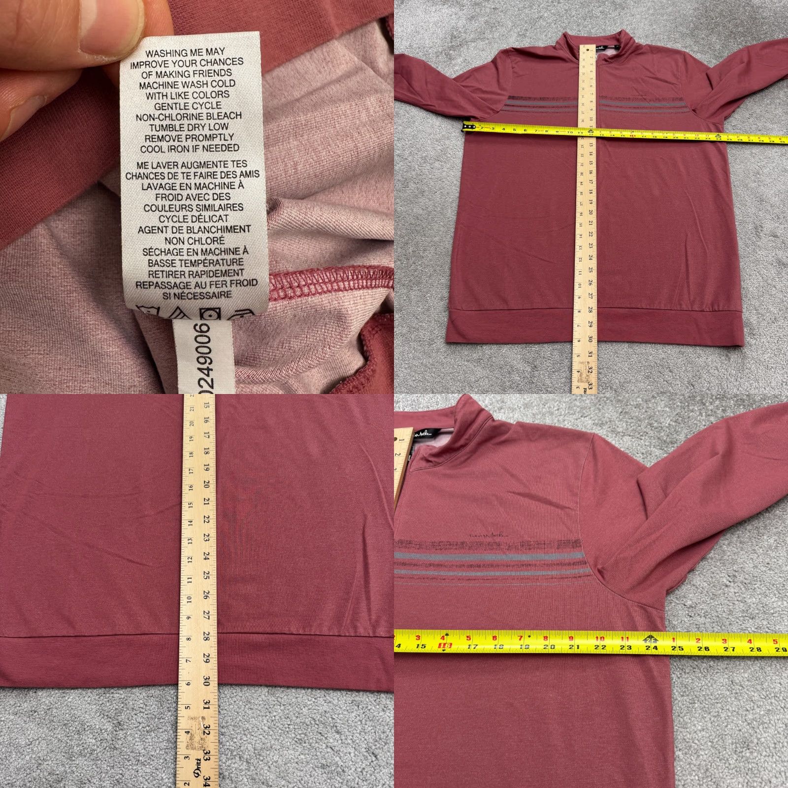 TravisMathew Travis Mathew Mens XL Red Striped 1/4 Zip Pullover Sweatshirt Golf Top Size US XL / EU 56 / 4 - 8 Thumbnail