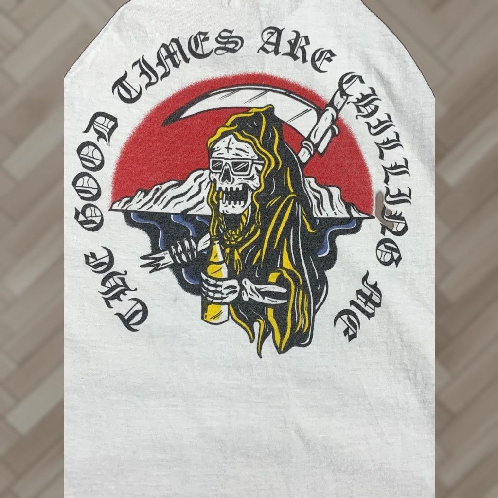 Cotton On T-Bar x Cotton On The good Times Are Chilling Me 3/4 Sleeve Shirt M White Crew Neck California Mens Shirt Size US M / EU 48-50 / 2 - 1 Thumbnail