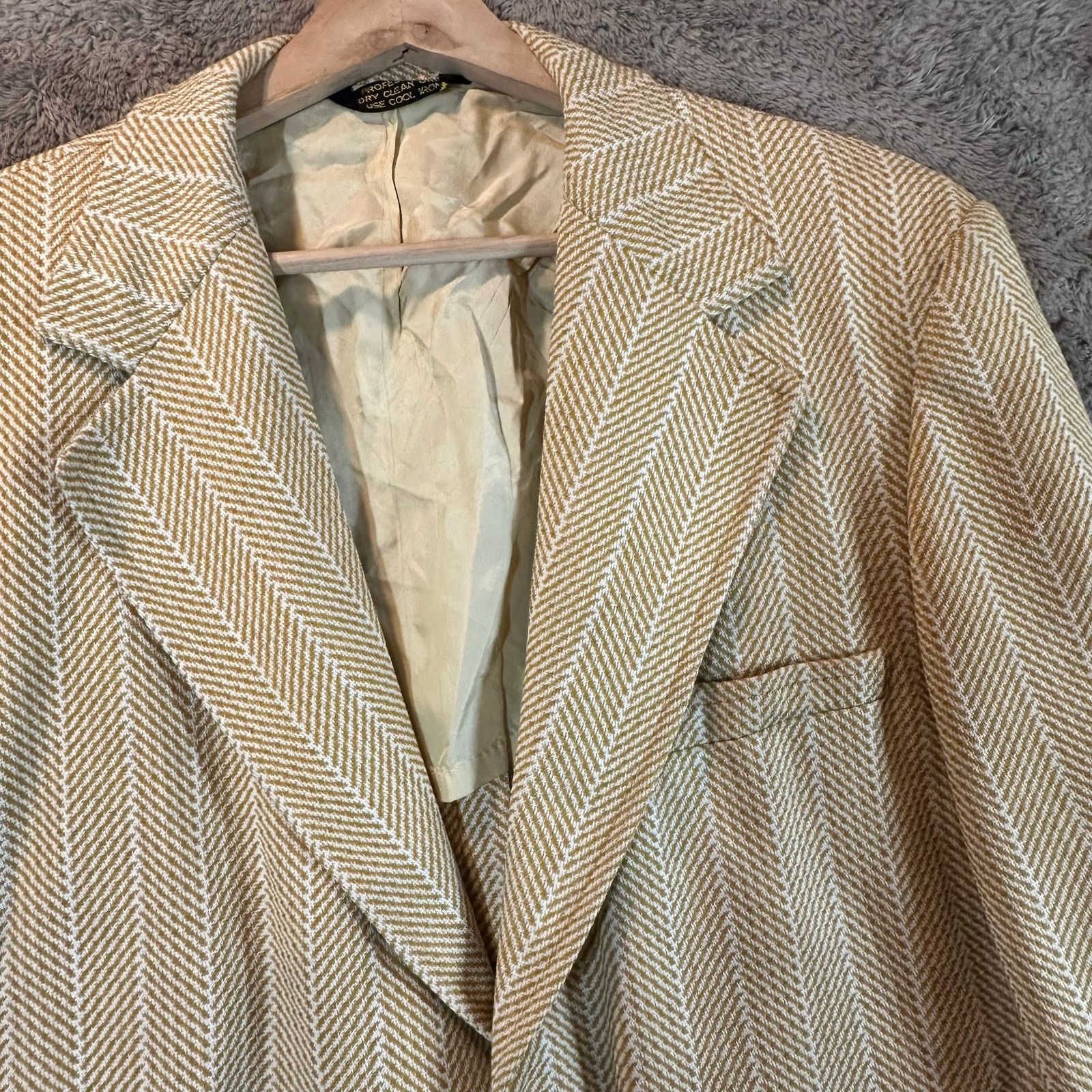 Other VTZ 70s Blazer Sport Coat Jacket Yellow Herringbone Size 42R - 4 Thumbnail