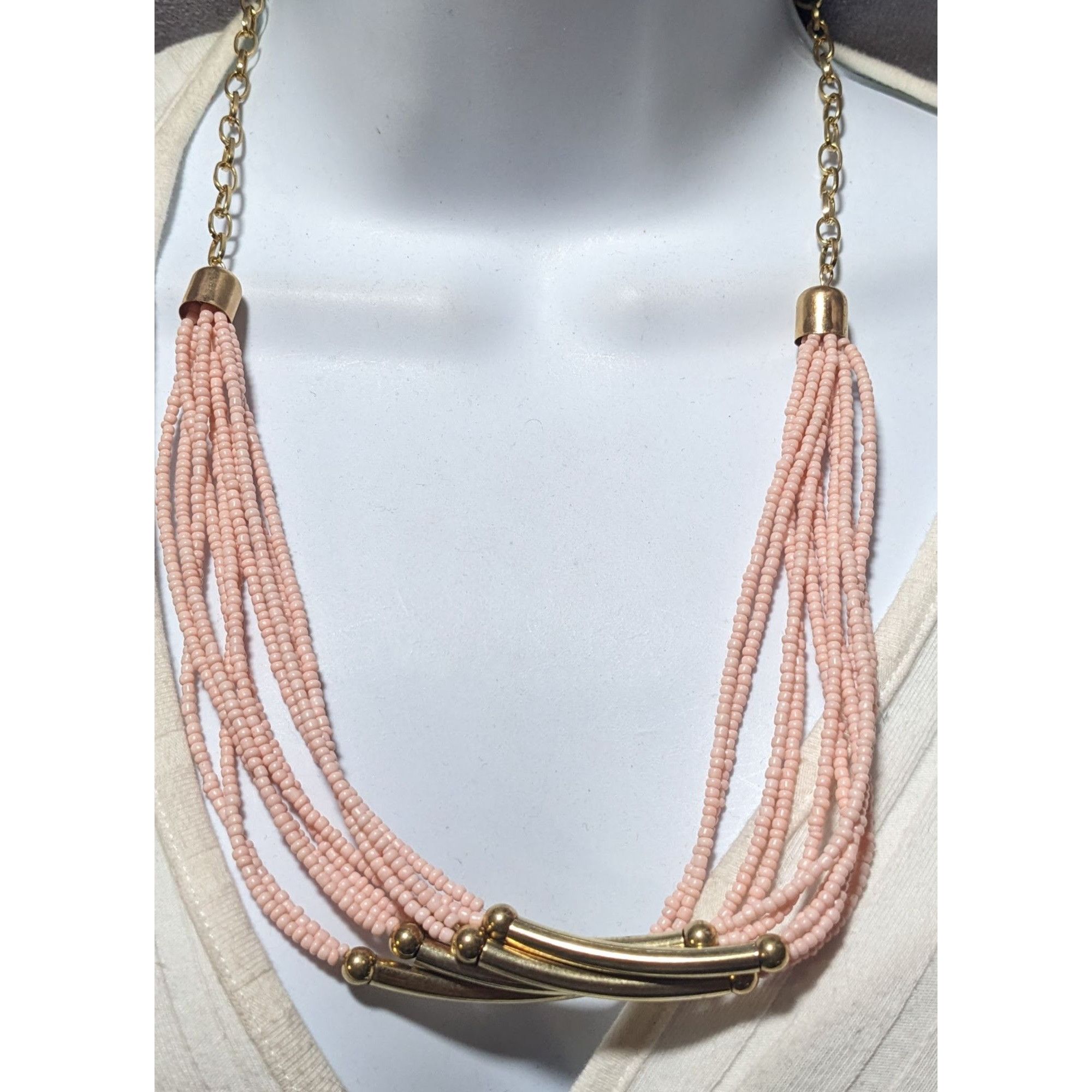 Other Pink And Gold Retro Multilayer Beaded Necklace Size ONE SIZE - 6 Thumbnail