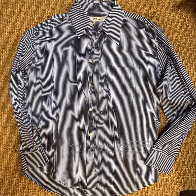Our Legacy Our Legacy Long-Sleeve Shirt, Blue and White Striped Size US M / EU 48-50 / 2 - 1 Thumbnail