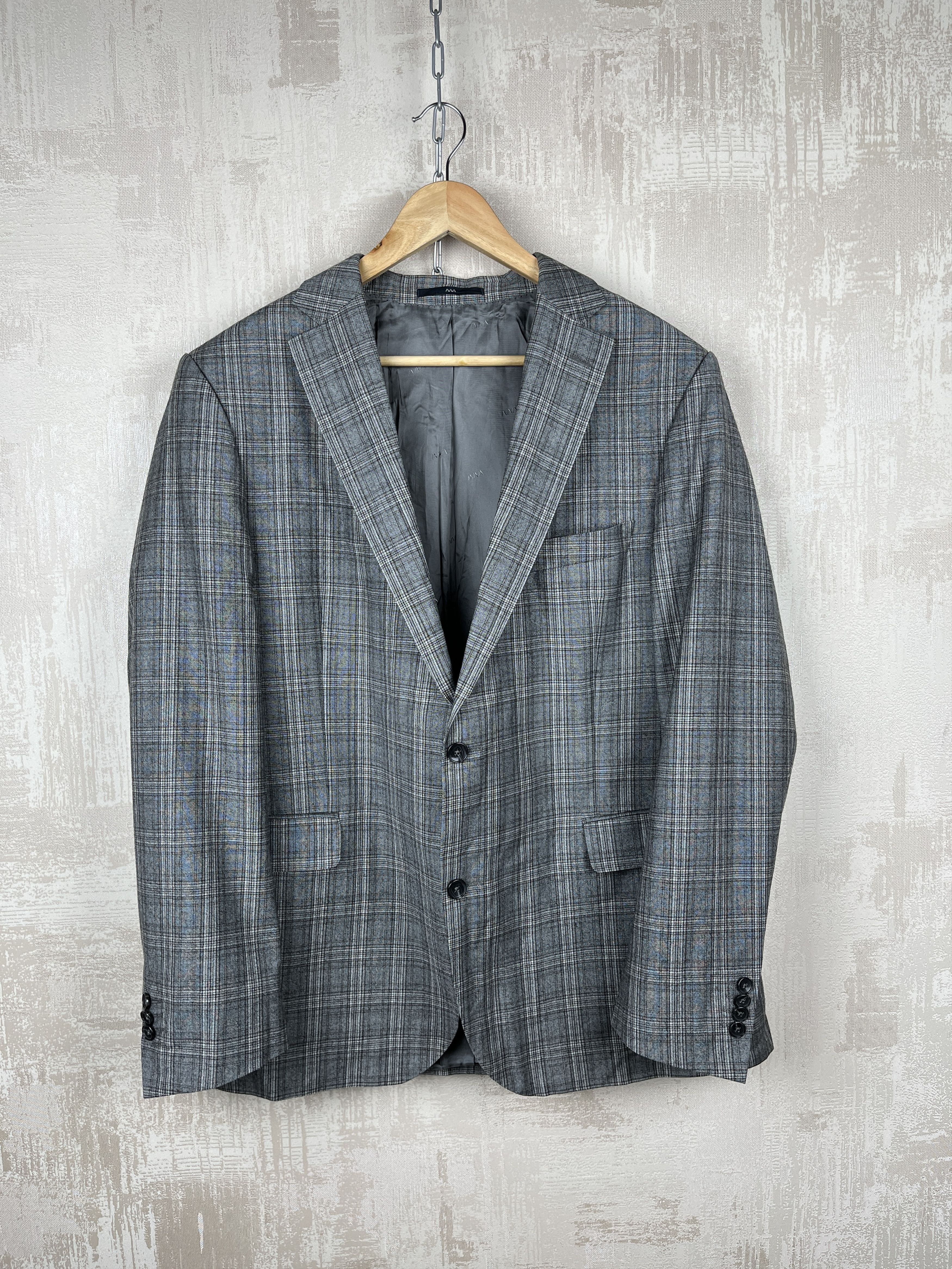 Designer Eduard Dressler Super 130's Shaped Fit Plaid Wool Blazer Size US L / EU 52-54 / 3 - 2 Thumbnail
