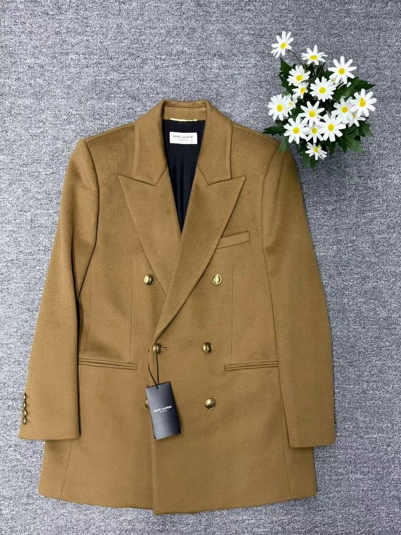 Saint Laurent Khaki double-breasted suit 2502-Nextarrow