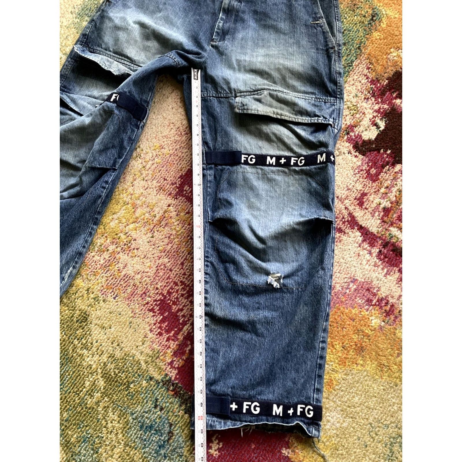 Vintage VINTAGE Girbaud Jeans Mens 42x33 Baggy Wide-Leg Denim Blue 90s Grunge Hip Hop Punk Cargo Pocket Zipper Button Fastening Navy/Blue Size US 42 / EU 58 - 6 Thumbnail