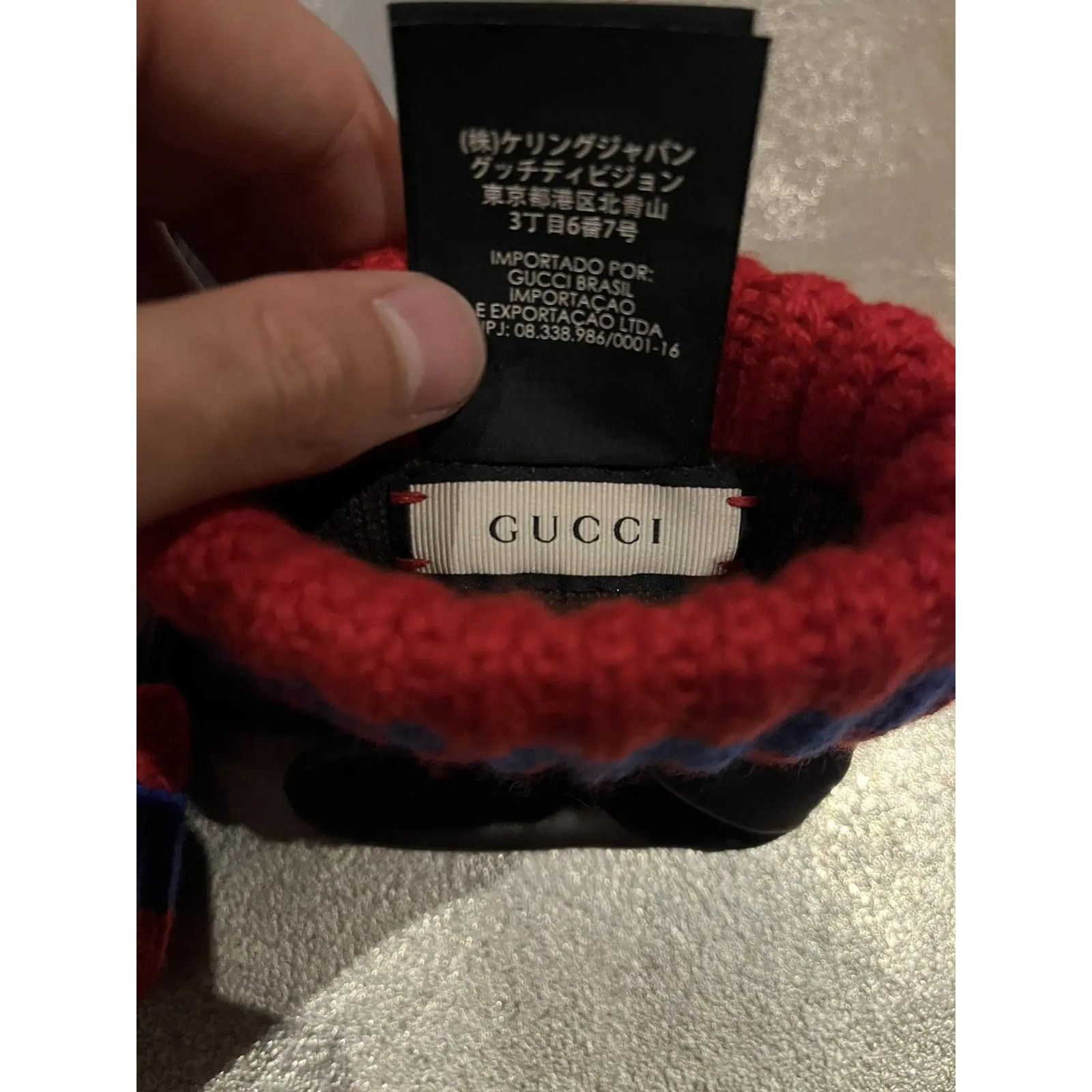 Gucci o1rshd1 Q:4 / 8/S Leather & Cashmere Cuff Gloves in Brown Size ONE SIZE - 4 Thumbnail