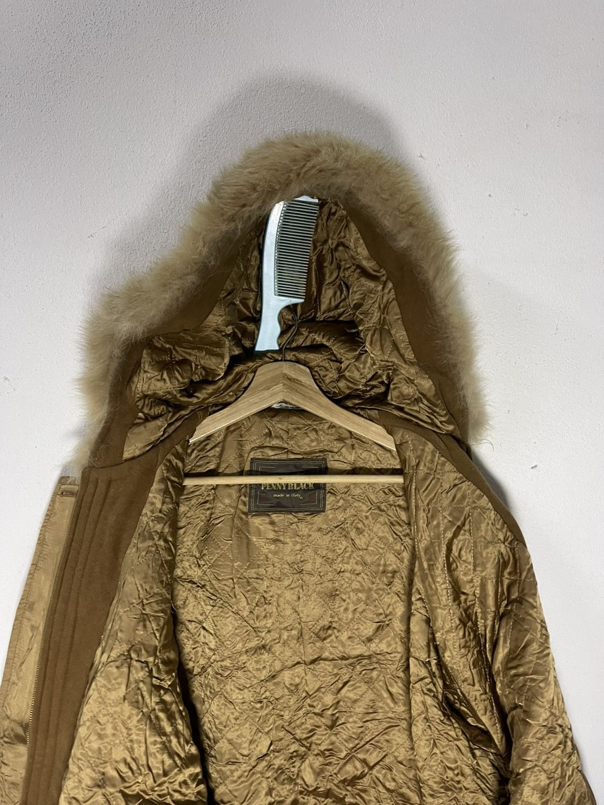 Vintage PENNY BLACK Wool Jacket fur-Trimmed Hood italy Size US XL / EU 56 / 4 - 8 Thumbnail