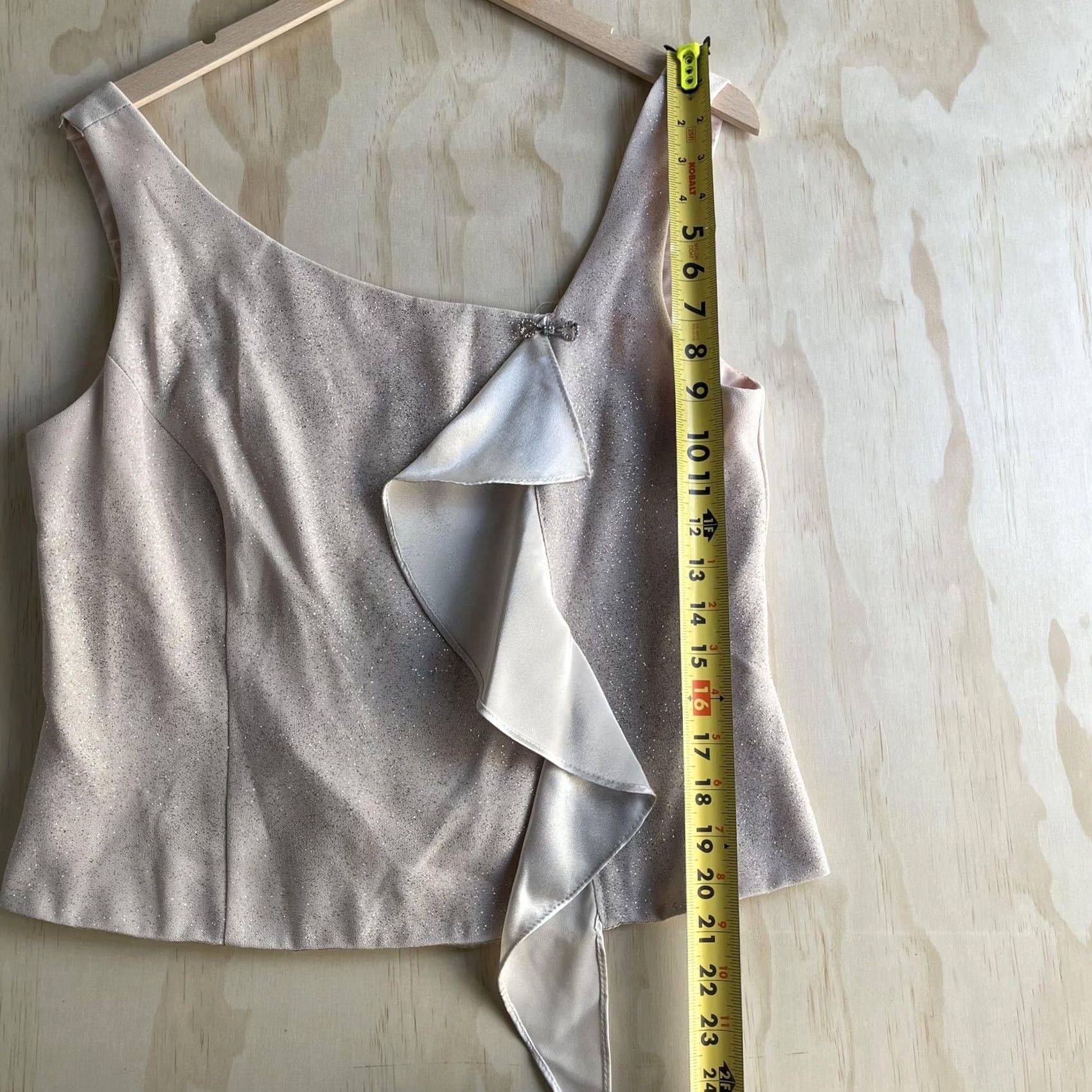 Vintage J.R. Nites by Caliendo Satin Formal Tank Top - 14 Size - Glitter Ruffle Camisole Size XL / US 12-14 / IT 48-50 - 4 Thumbnail