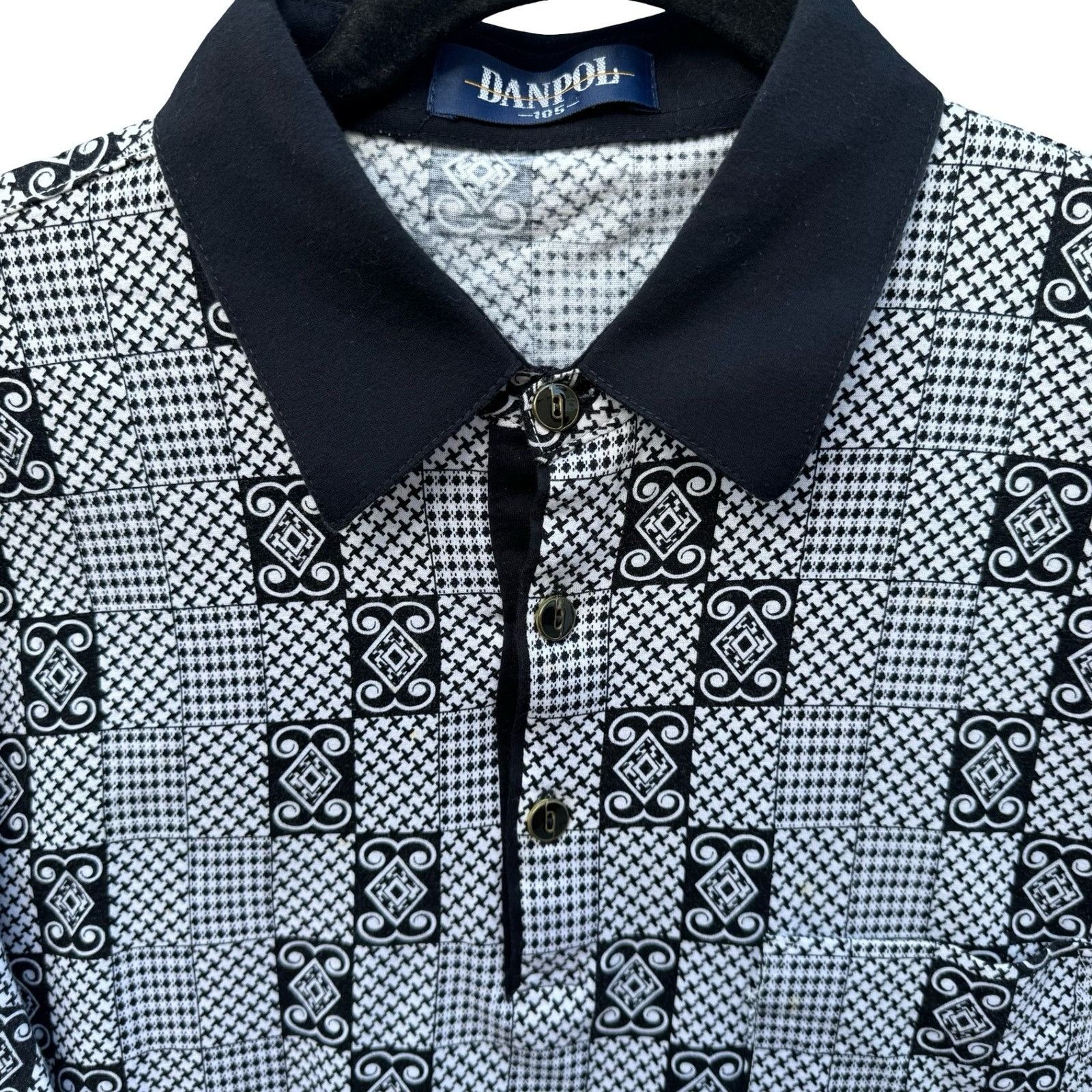 Vintage Danpol Mens Vintage Geometric Houndstooth Patchwork Long Sle Size US M / EU 48-50 / 2 - 5 Thumbnail