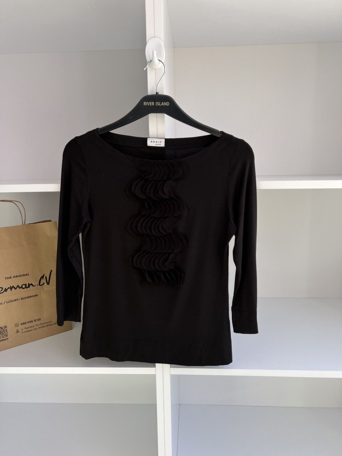 Akris × Designer × Vintage Vintage Akris Women's Black Blouse Size XS / US 0-2 / IT 36-38 - 5 Thumbnail