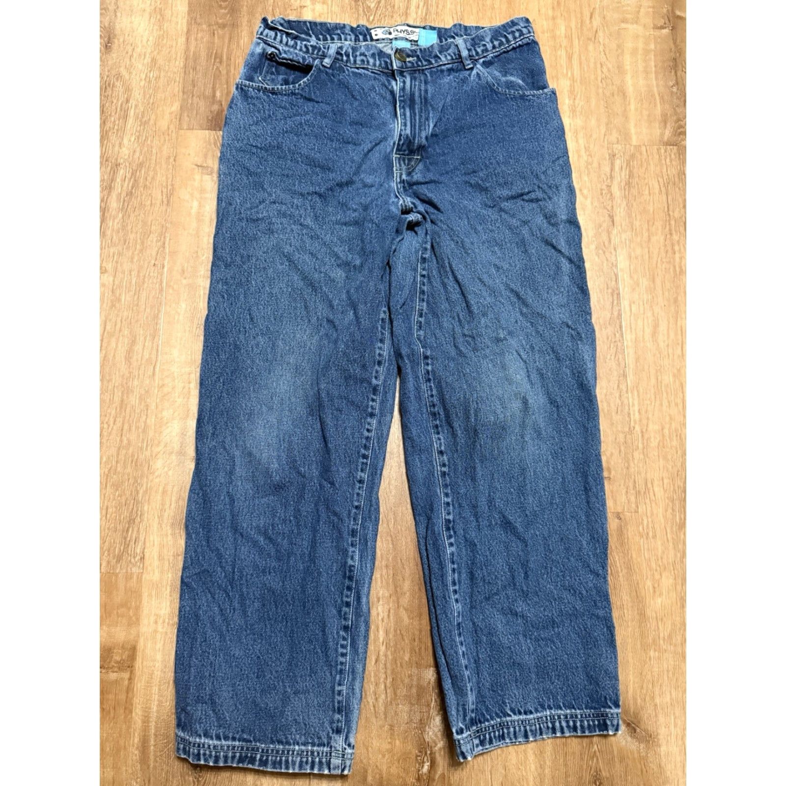 Denime VINTAGE Y2K PHYS.SCI Physical Science Jeans 34x34 Blue Denim Baggy 90s Mens Jeans Wide-Leg Mens Size US 34 / EU 50 - 2 Thumbnail