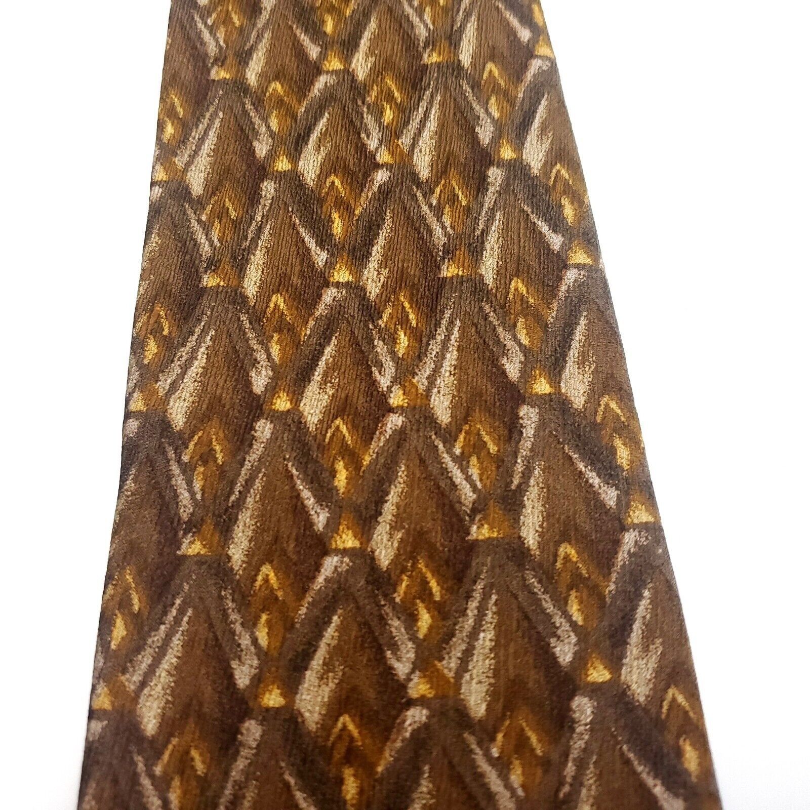 Henry Grethel Henry Grethel Bronze Brown Silk Tie Woven Geometric Wide Size ONE SIZE - 2 Thumbnail